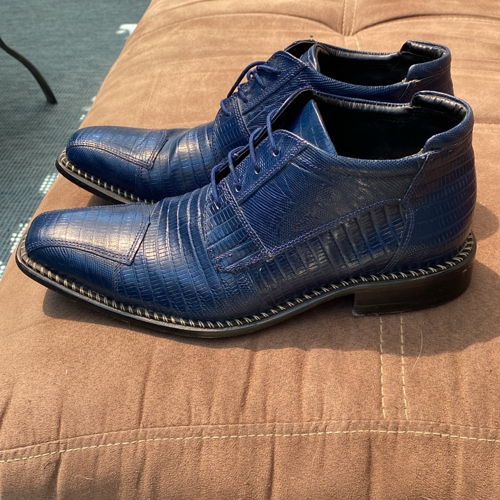 Mens all leather lizard look ankle boots. - Picture 2 of 6